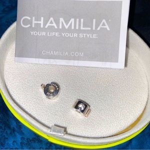 Chamilia Sterling Silver Charm Stoppers with Crystals